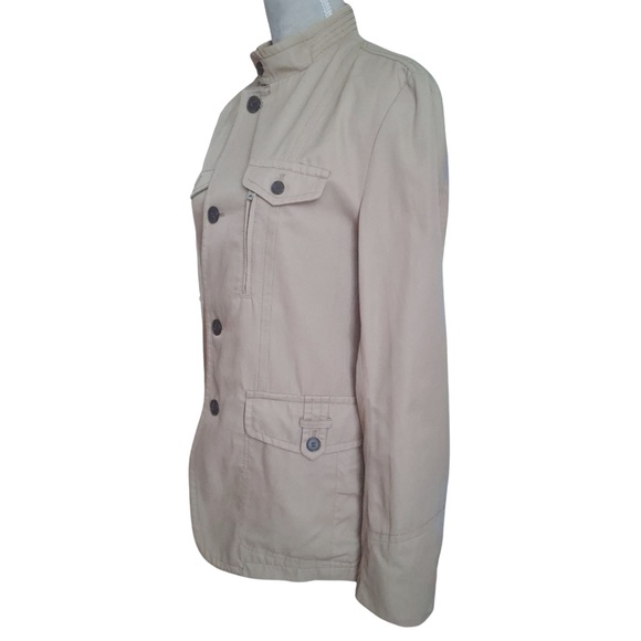 Fall Coat Cargo Moto Jacket Utility Minimalist City Style Ziozia Sz M Taupe - Picture 2 of 8